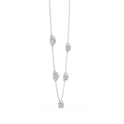 Bezel Set Round Lab-Grown Diamond Rose Gold Station Necklace - HIGHCARAT DIAMONDS