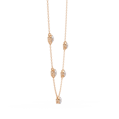 Bezel Set Round Lab-Grown Diamond Rose Gold Station Necklace - HIGHCARAT DIAMONDS