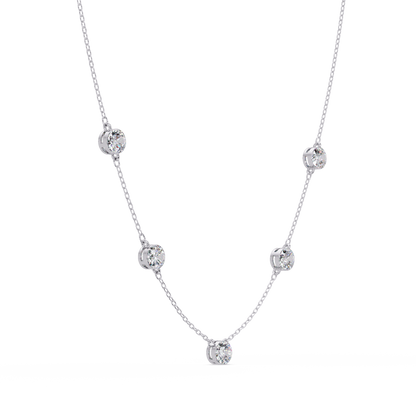 Bezel Set Round Lab-Grown Diamond Rose Gold Station Necklace - HIGHCARAT DIAMONDS