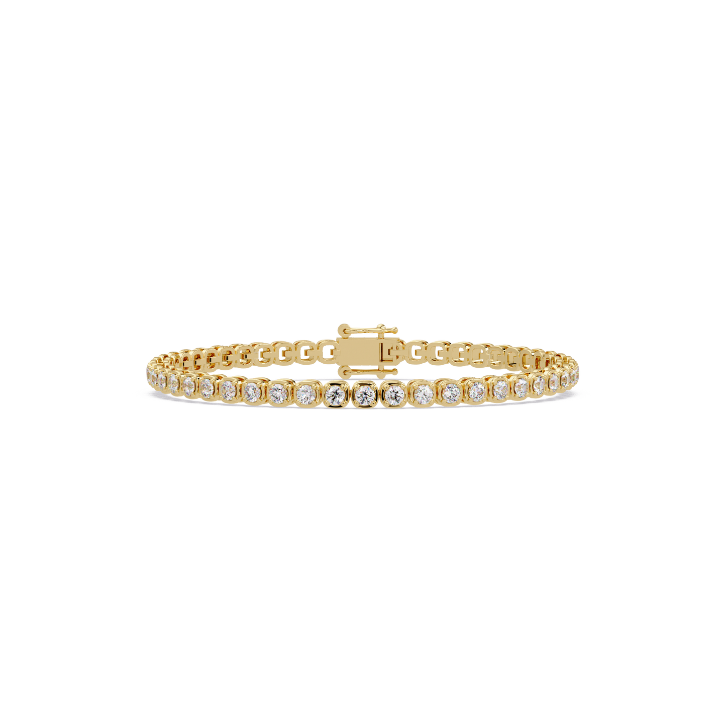 Bezel Set Round Lab-Grown Diamond Rose Gold Tennis Bracelet - HIGHCARAT DIAMONDS
