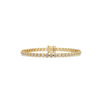 Bezel Set Round Lab-Grown Diamond Rose Gold Tennis Bracelet - HIGHCARAT DIAMONDS