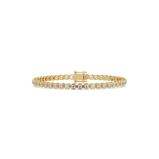 Bezel Set Round Lab-Grown Diamond Rose Gold Tennis Bracelet - HIGHCARAT DIAMONDS
