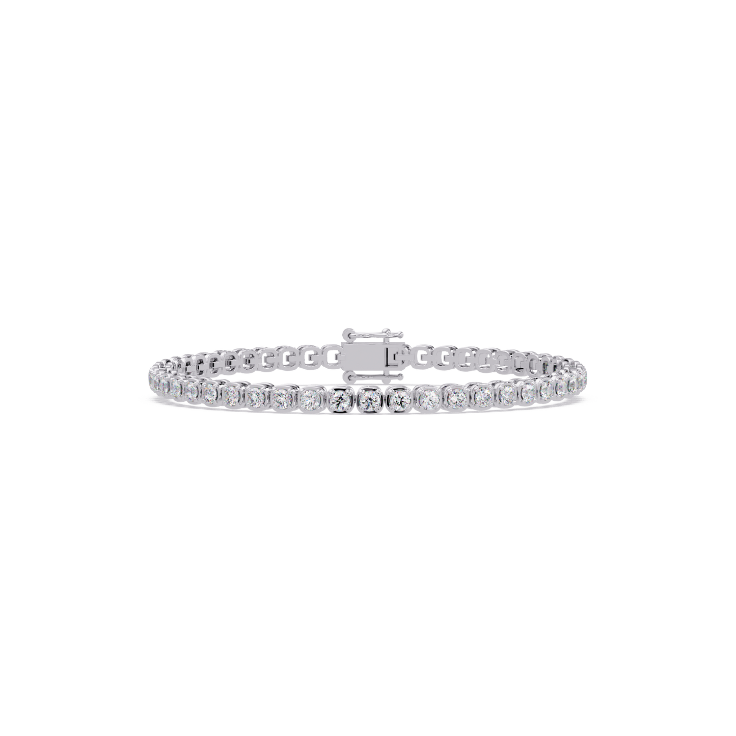 Bezel Set Round Lab-Grown Diamond Rose Gold Tennis Bracelet - HIGHCARAT DIAMONDS