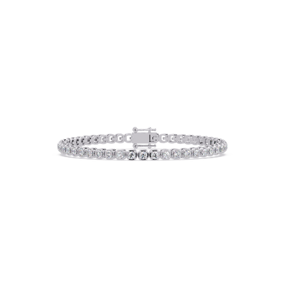 Bezel Set Round Lab-Grown Diamond Rose Gold Tennis Bracelet - HIGHCARAT DIAMONDS