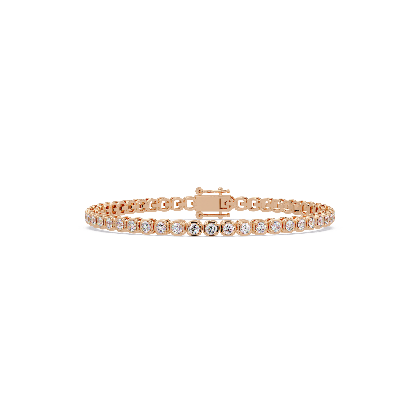Bezel Set Round Lab-Grown Diamond Rose Gold Tennis Bracelet - HIGHCARAT DIAMONDS