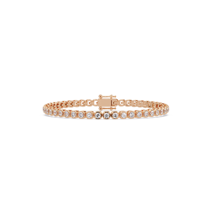 Bezel Set Round Lab-Grown Diamond Rose Gold Tennis Bracelet - HIGHCARAT DIAMONDS