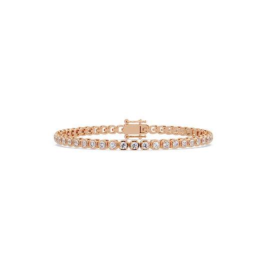 Bezel Set Round Lab-Grown Diamond Rose Gold Tennis Bracelet - HIGHCARAT DIAMONDS