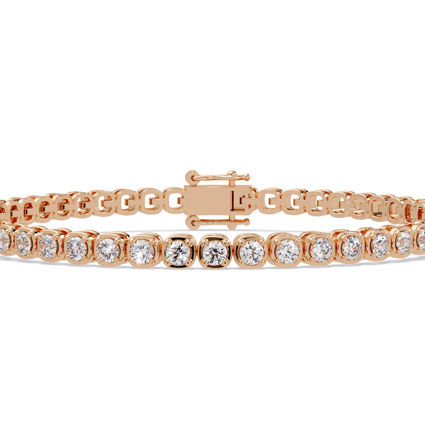 Bezel Set Round Lab-Grown Diamond Rose Gold Tennis Bracelet - HIGHCARAT DIAMONDS