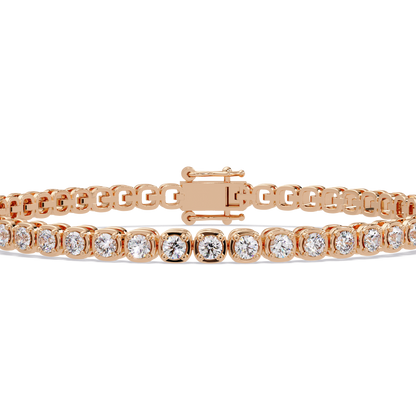 Bezel Set Round Lab-Grown Diamond Rose Gold Tennis Bracelet - HIGHCARAT DIAMONDS
