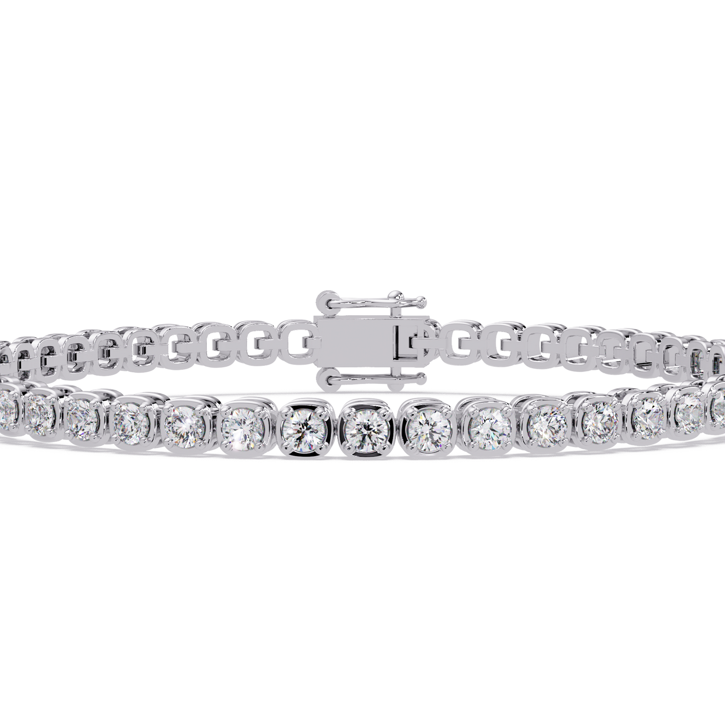 Bezel Set Round Lab-Grown Diamond Rose Gold Tennis Bracelet - HIGHCARAT DIAMONDS