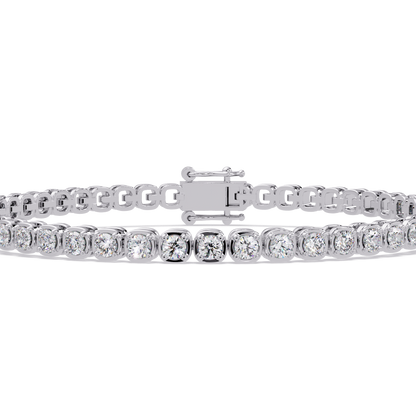 Bezel Set Round Lab-Grown Diamond Rose Gold Tennis Bracelet - HIGHCARAT DIAMONDS