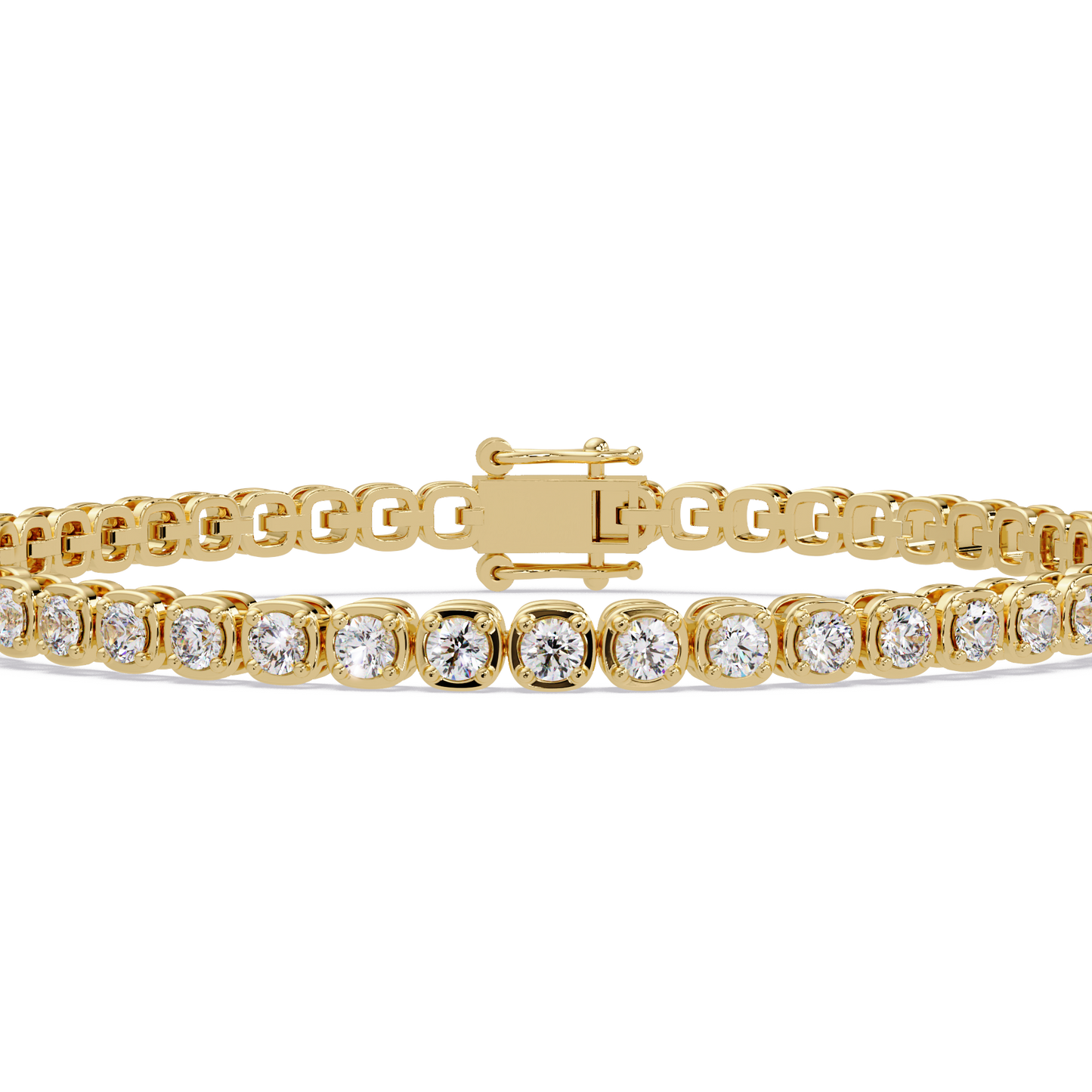 Bezel Set Round Lab-Grown Diamond Rose Gold Tennis Bracelet - HIGHCARAT DIAMONDS