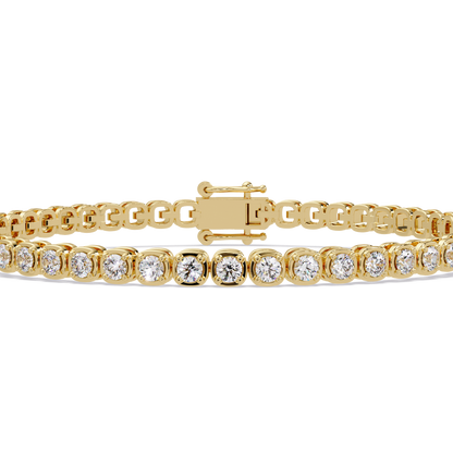 Bezel Set Round Lab-Grown Diamond Rose Gold Tennis Bracelet - HIGHCARAT DIAMONDS