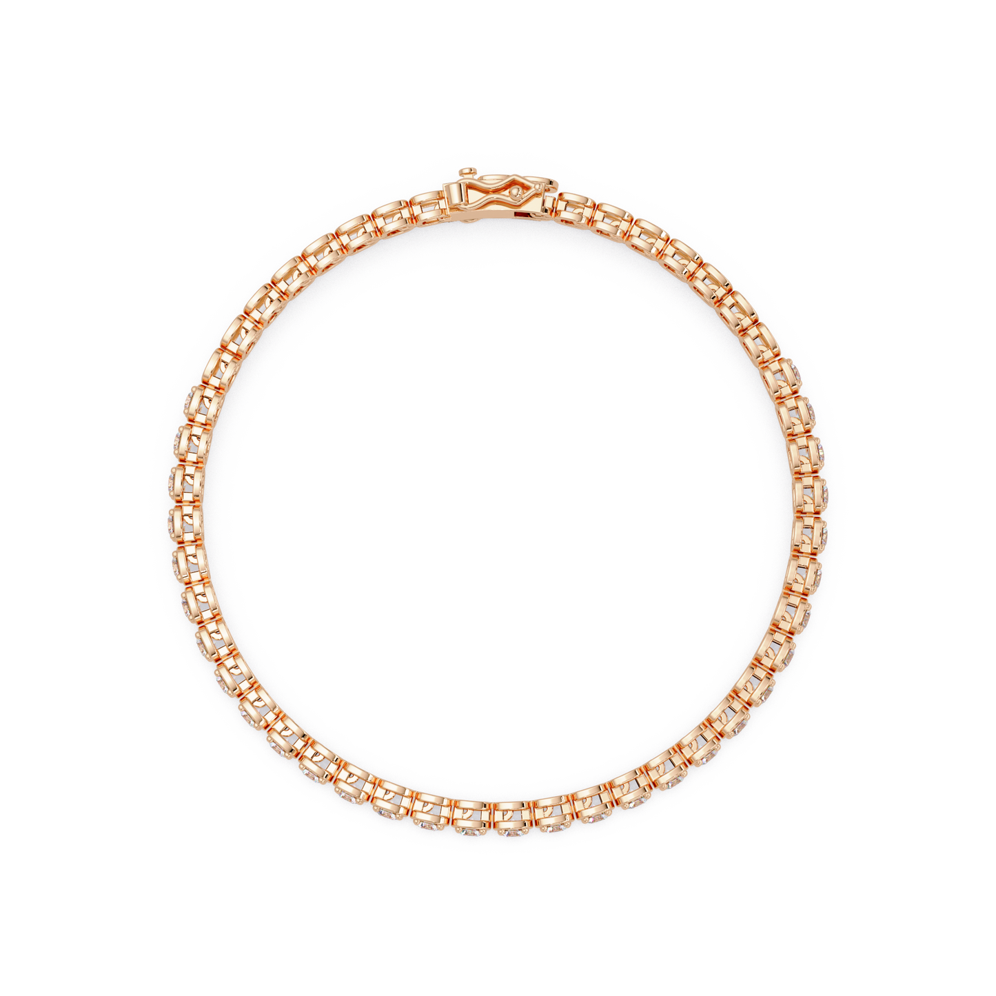Bezel Set Round Lab-Grown Diamond Rose Gold Tennis Bracelet - HIGHCARAT DIAMONDS