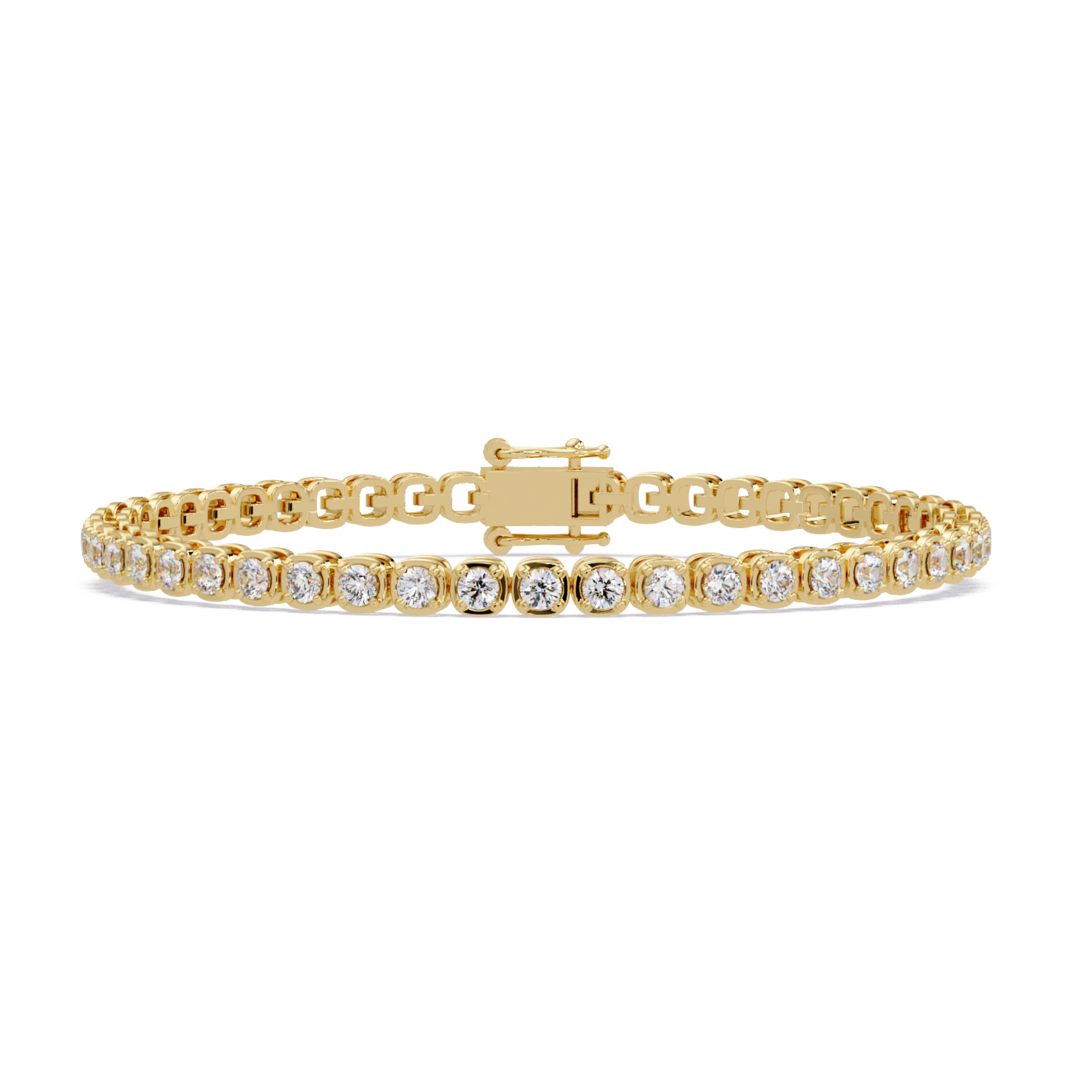 Bezel Set Round Lab-Grown Diamond Rose Gold Tennis Bracelet - HIGHCARAT DIAMONDS
