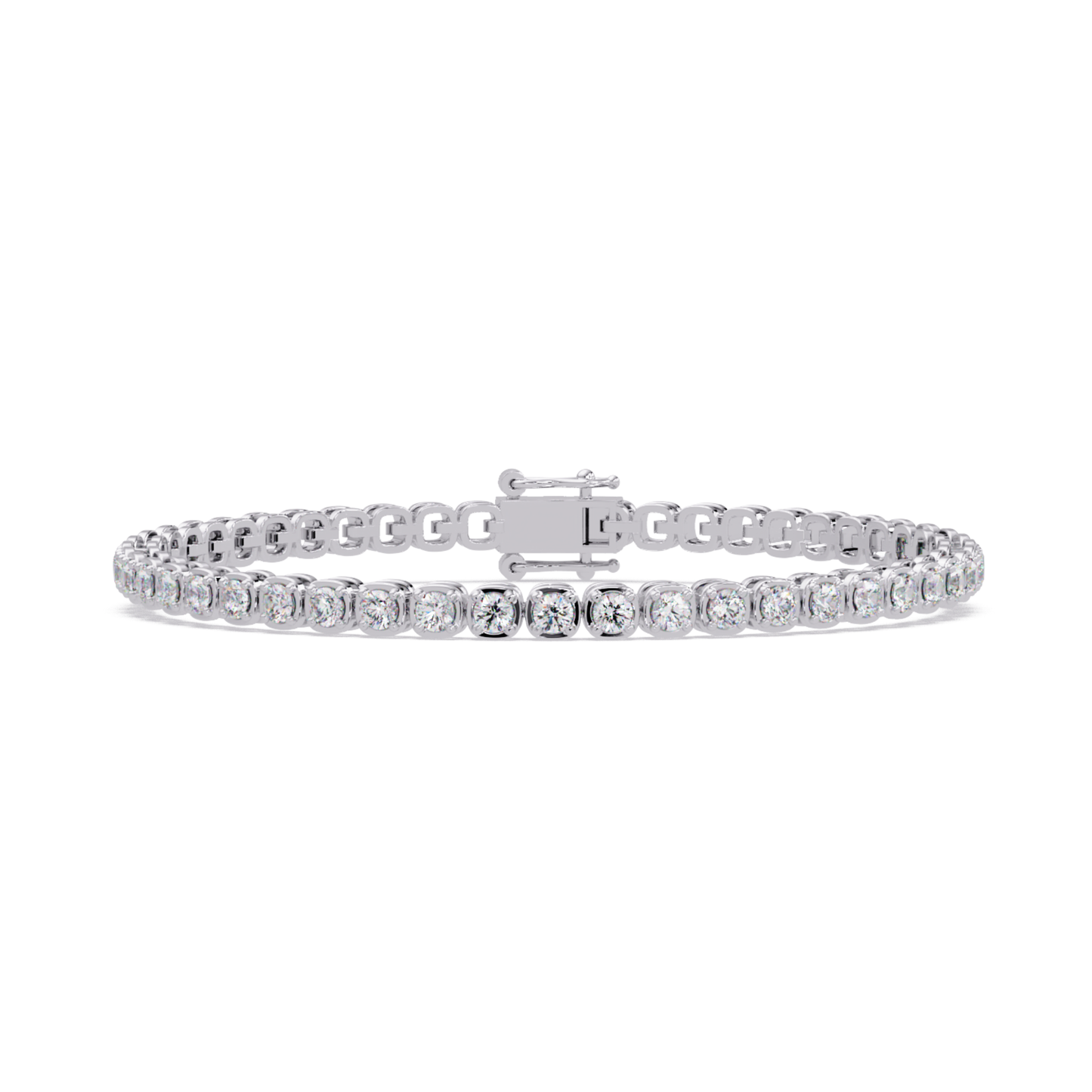Bezel Set Round Lab-Grown Diamond Rose Gold Tennis Bracelet - HIGHCARAT DIAMONDS