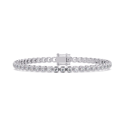 Bezel Set Round Lab-Grown Diamond Rose Gold Tennis Bracelet - HIGHCARAT DIAMONDS
