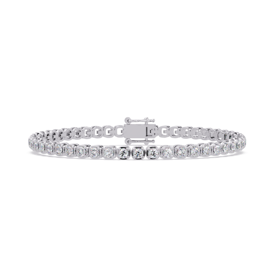 Bezel Set Round Lab-Grown Diamond Rose Gold Tennis Bracelet - HIGHCARAT DIAMONDS