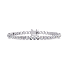 Bezel Set Round Lab-Grown Diamond Rose Gold Tennis Bracelet - HIGHCARAT DIAMONDS