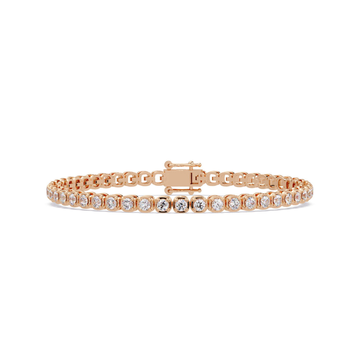 Bezel Set Round Lab-Grown Diamond Rose Gold Tennis Bracelet - HIGHCARAT DIAMONDS