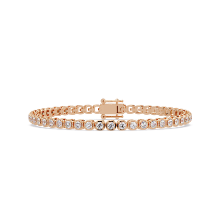 Bezel Set Round Lab-Grown Diamond Rose Gold Tennis Bracelet - HIGHCARAT DIAMONDS