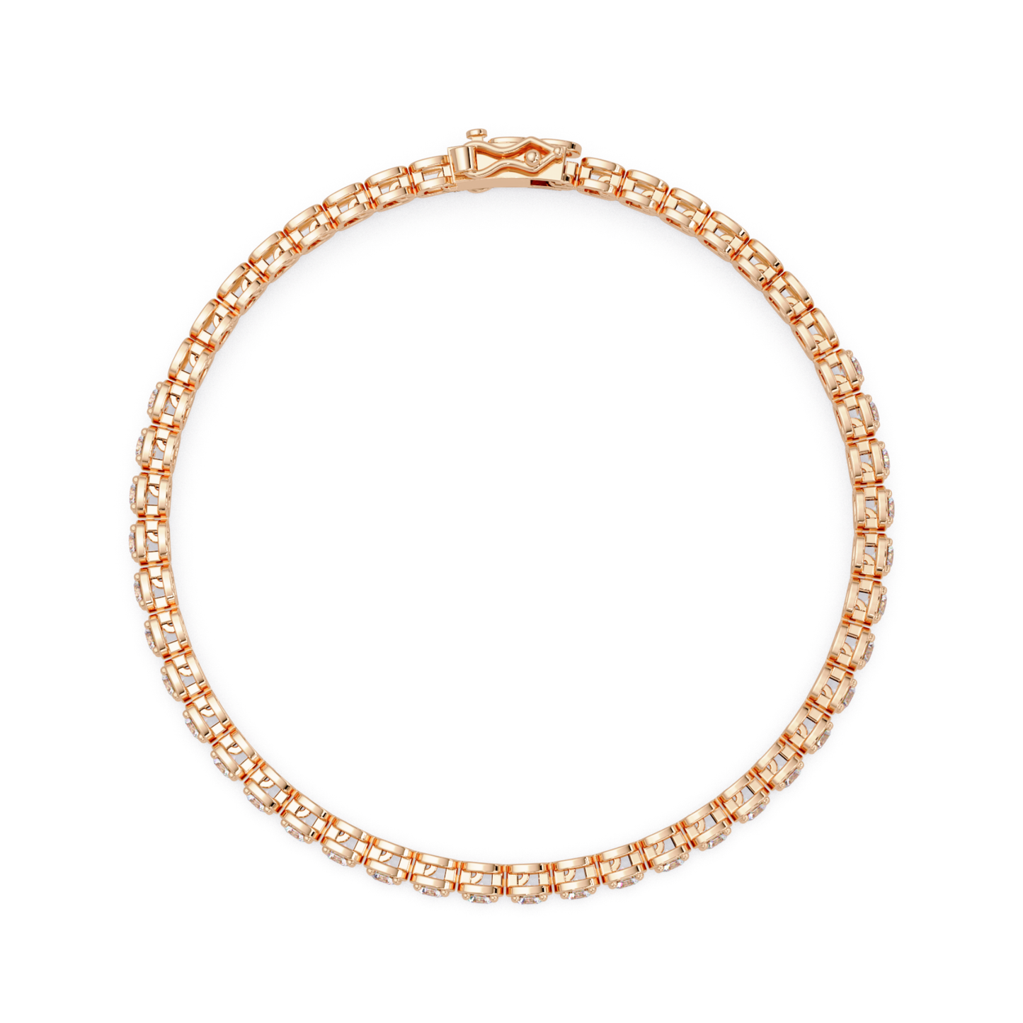 Bezel Set Round Lab-Grown Diamond Rose Gold Tennis Bracelet - HIGHCARAT DIAMONDS