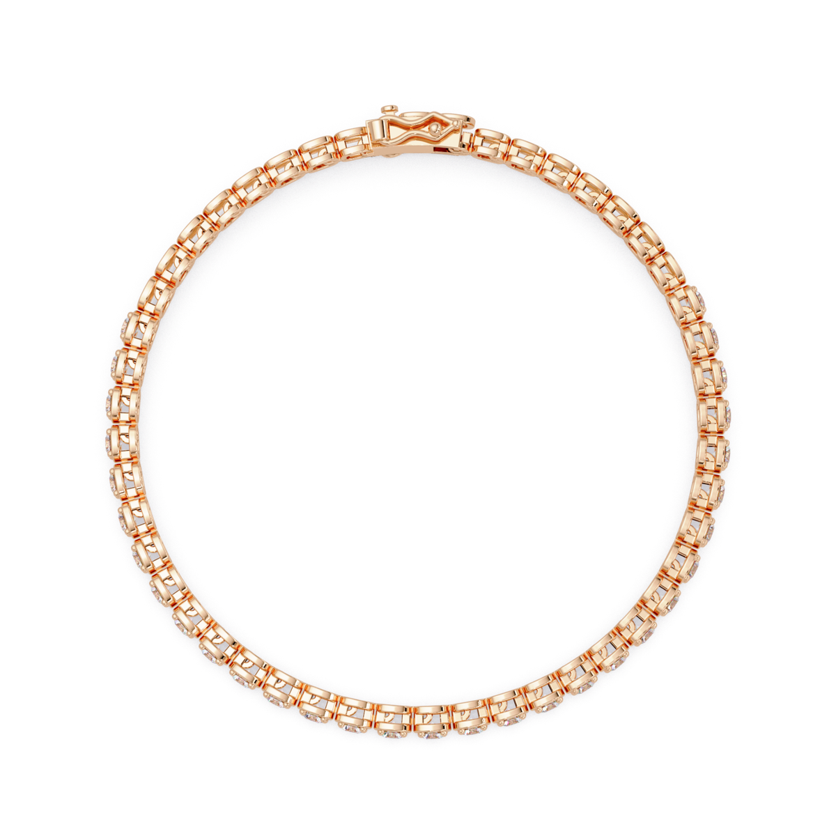 Bezel Set Round Lab-Grown Diamond Rose Gold Tennis Bracelet - HIGHCARAT DIAMONDS