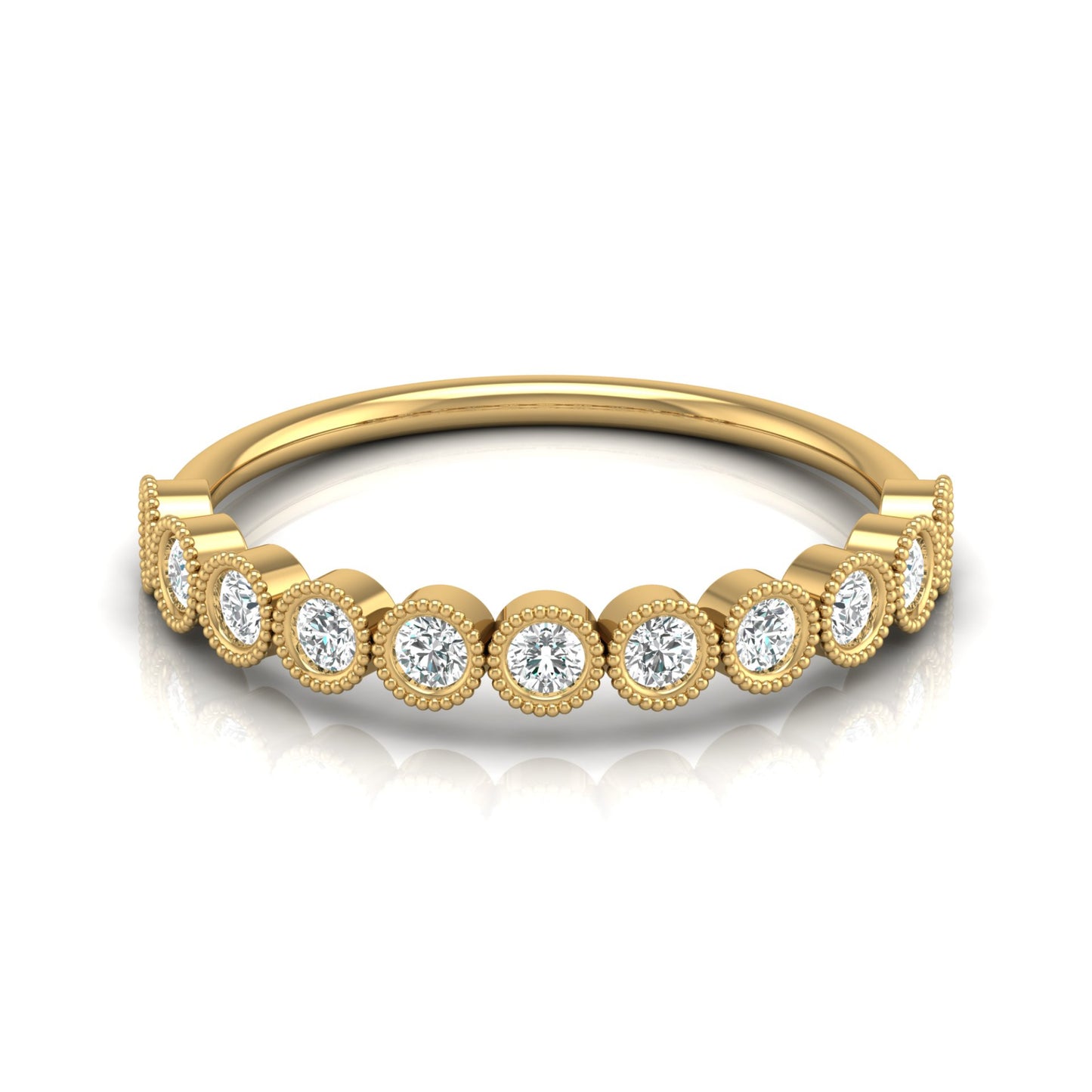 Bezel Set Round Shaped Diamond Band Ring Timeless Beauty At Great Price In 14K Solid gold - HIGHCARAT DIAMONDS