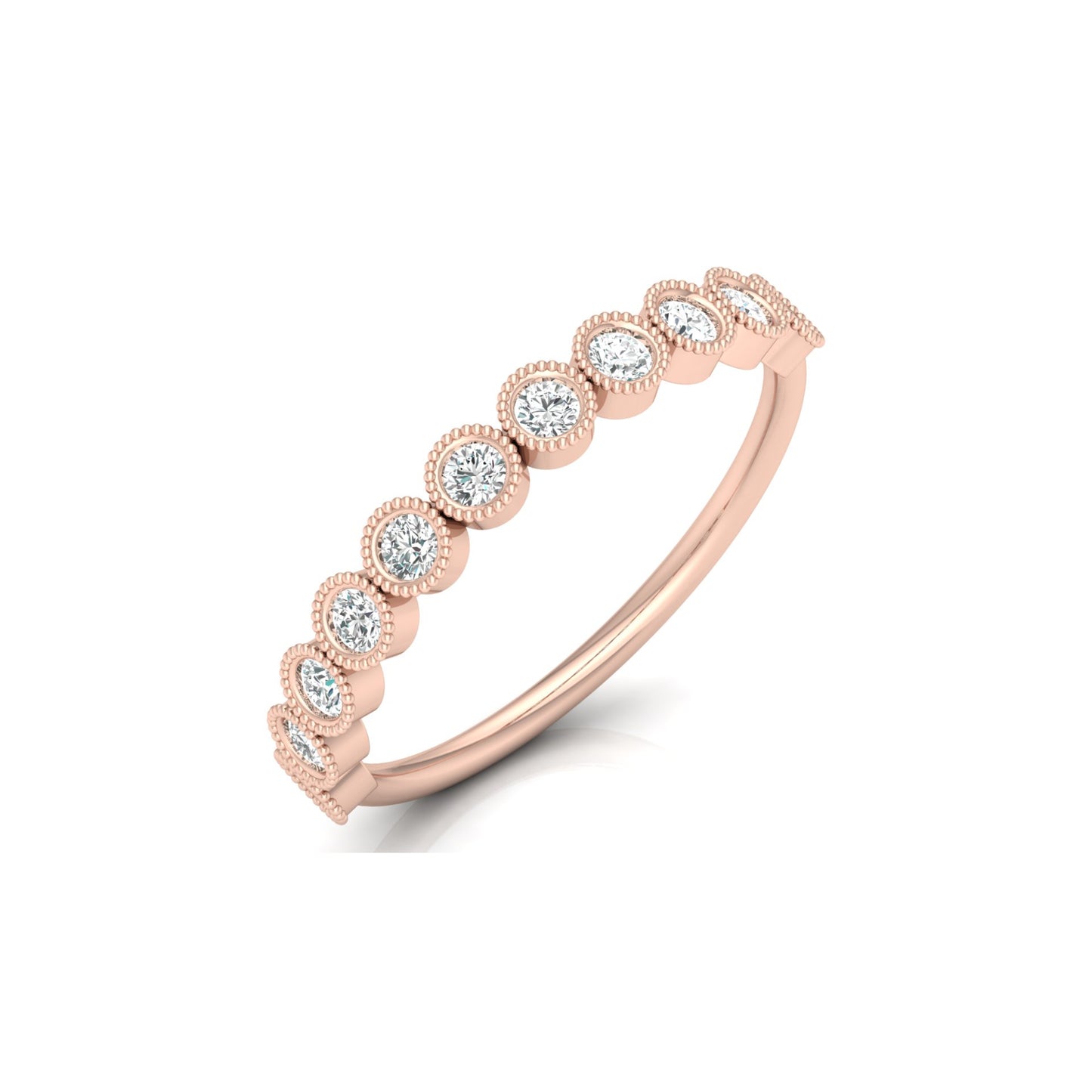 Bezel Set Round Shaped Diamond Band Ring Timeless Beauty At Great Price In 14K Solid gold - HIGHCARAT DIAMONDS