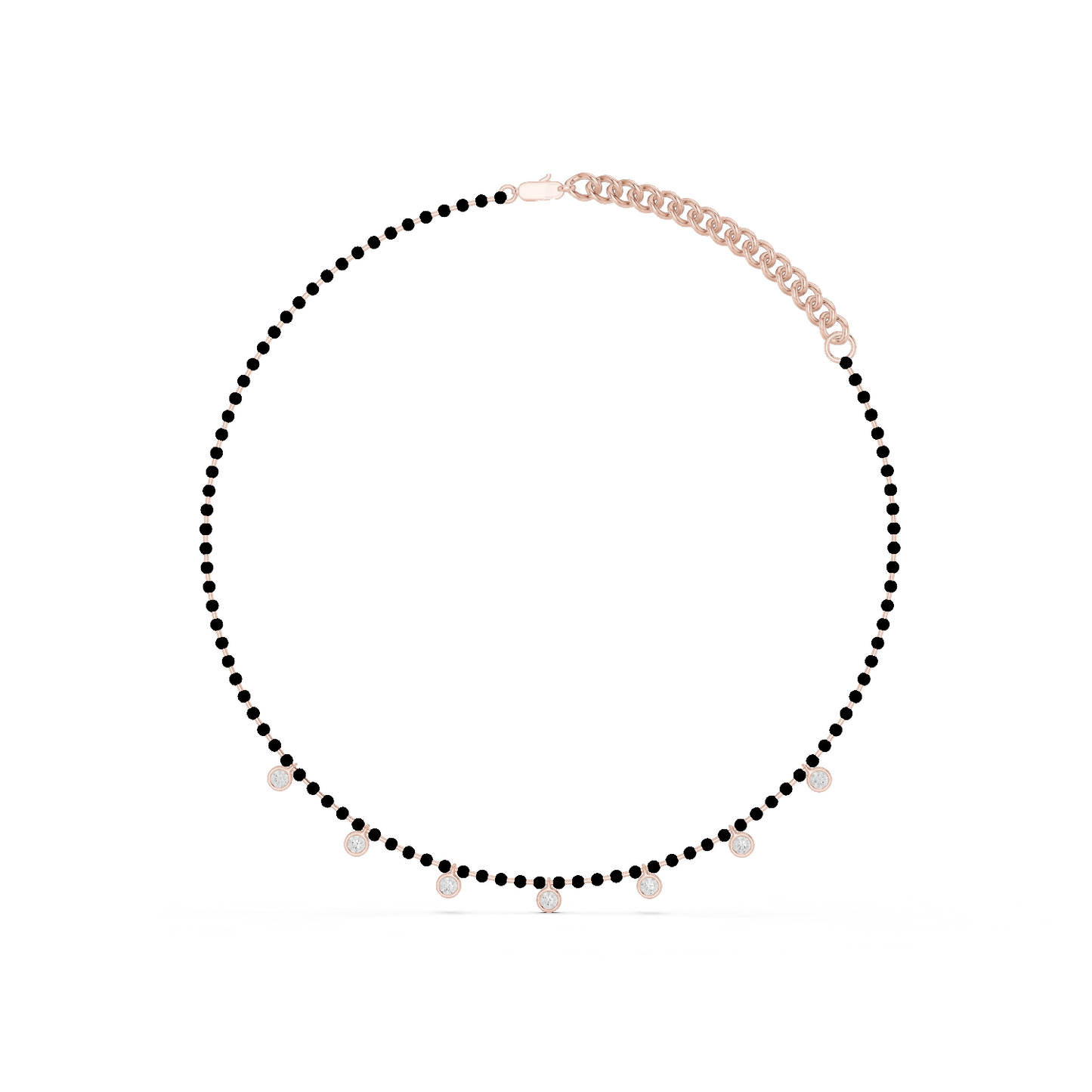 7 Stone 10k Solid White Gold Round Cut Lab Grown & Natural Diamond Graduation Necklace For Anniversary Gift - HIGHCARAT DIAMONDS