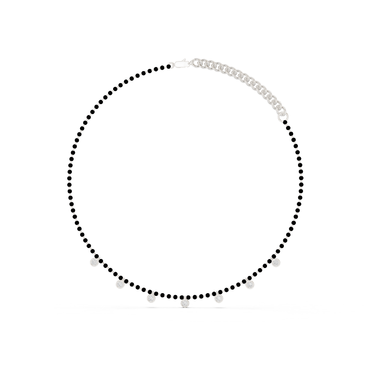 7 Stone 10k Solid White Gold Round Cut Lab Grown & Natural Diamond Graduation Necklace For Anniversary Gift - HIGHCARAT DIAMONDS
