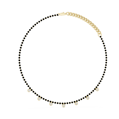 7 Stone 10k Solid White Gold Round Cut Lab Grown & Natural Diamond Graduation Necklace For Anniversary Gift - HIGHCARAT DIAMONDS