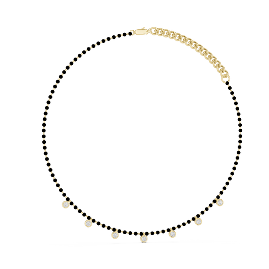7 Stone 10k Solid White Gold Round Cut Lab Grown & Natural Diamond Graduation Necklace For Anniversary Gift - HIGHCARAT DIAMONDS