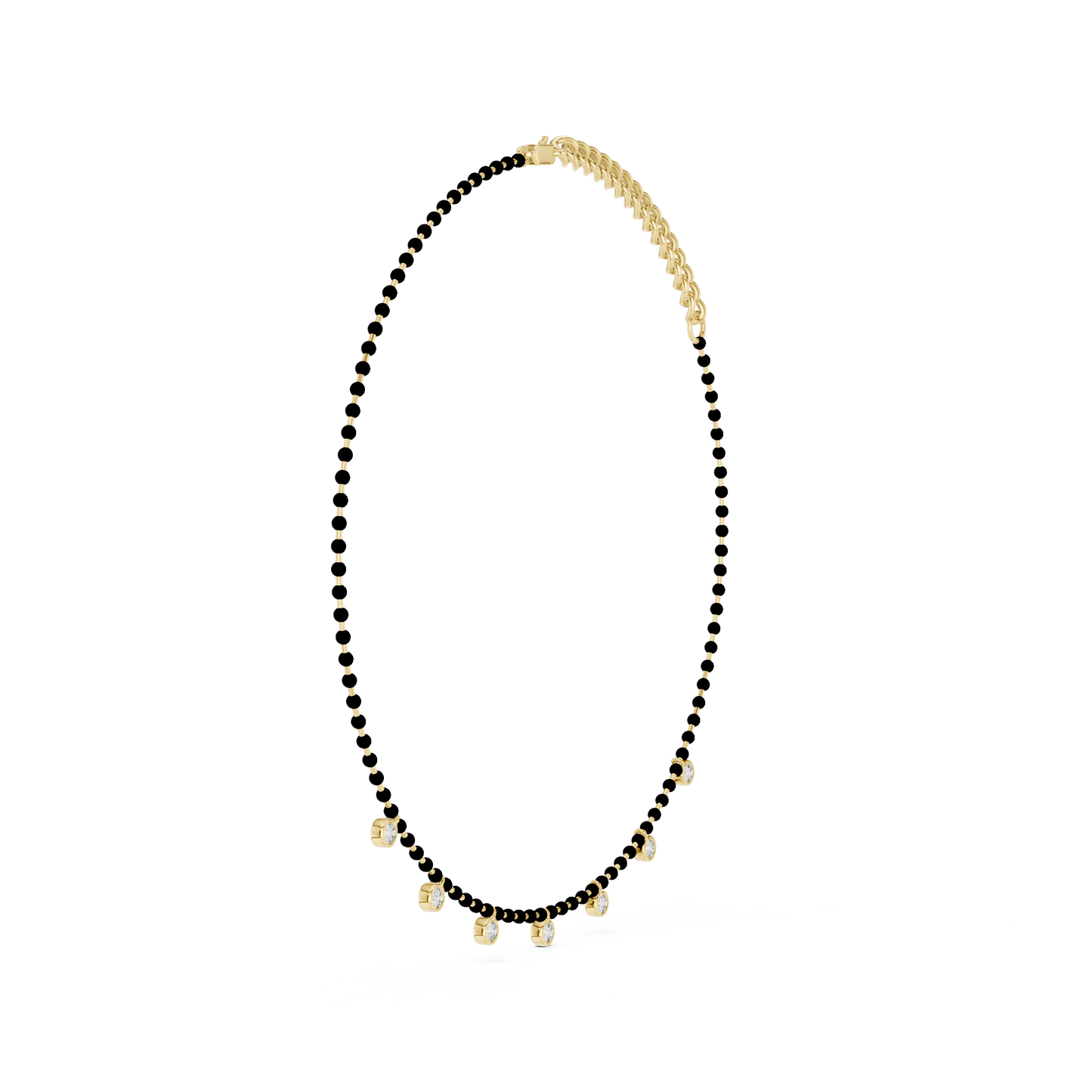 7 Stone 10k Solid White Gold Round Cut Lab Grown & Natural Diamond Graduation Necklace For Anniversary Gift - HIGHCARAT DIAMONDS