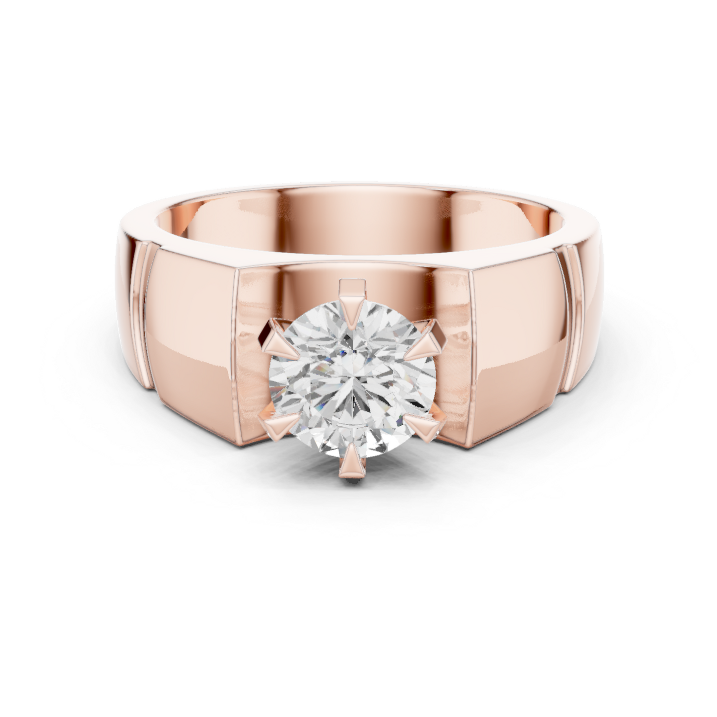 1.50 Ct Round Shapes Lab grown Diamond 14k Solid White Gold Unique Official Wear Diamond Ring For Men - HIGHCARAT DIAMONDS