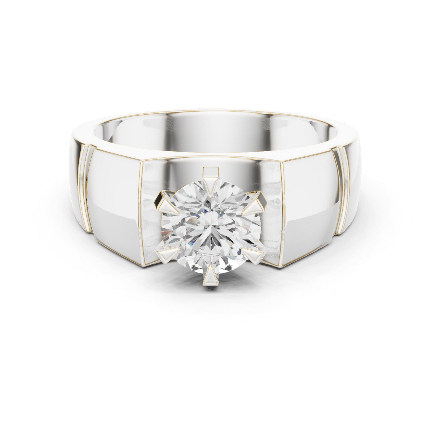 1.50 Ct Round Shapes Lab grown Diamond 14k Solid White Gold Unique Official Wear Diamond Ring For Men - HIGHCARAT DIAMONDS