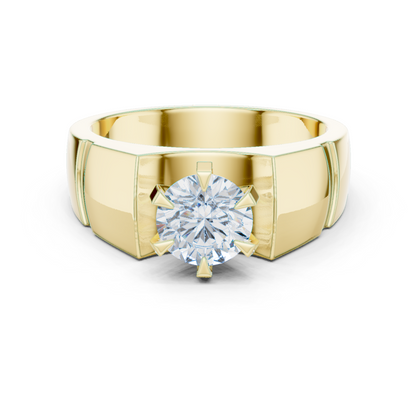 1.50 Ct Round Shapes Lab grown Diamond 14k Solid White Gold Unique Official Wear Diamond Ring For Men - HIGHCARAT DIAMONDS