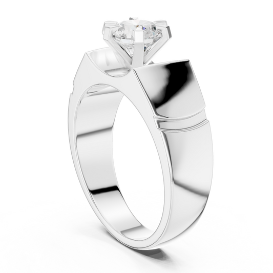 1.50 Ct Round Shapes Lab grown Diamond 14k Solid White Gold Unique Official Wear Diamond Ring For Men - HIGHCARAT DIAMONDS