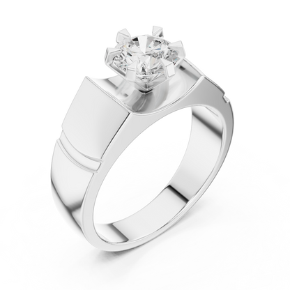 1.50 Ct Round Shapes Lab grown Diamond 14k Solid White Gold Unique Official Wear Diamond Ring For Men - HIGHCARAT DIAMONDS