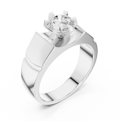 1.50 Ct Round Shapes Lab grown Diamond 14k Solid White Gold Unique Official Wear Diamond Ring For Men - HIGHCARAT DIAMONDS