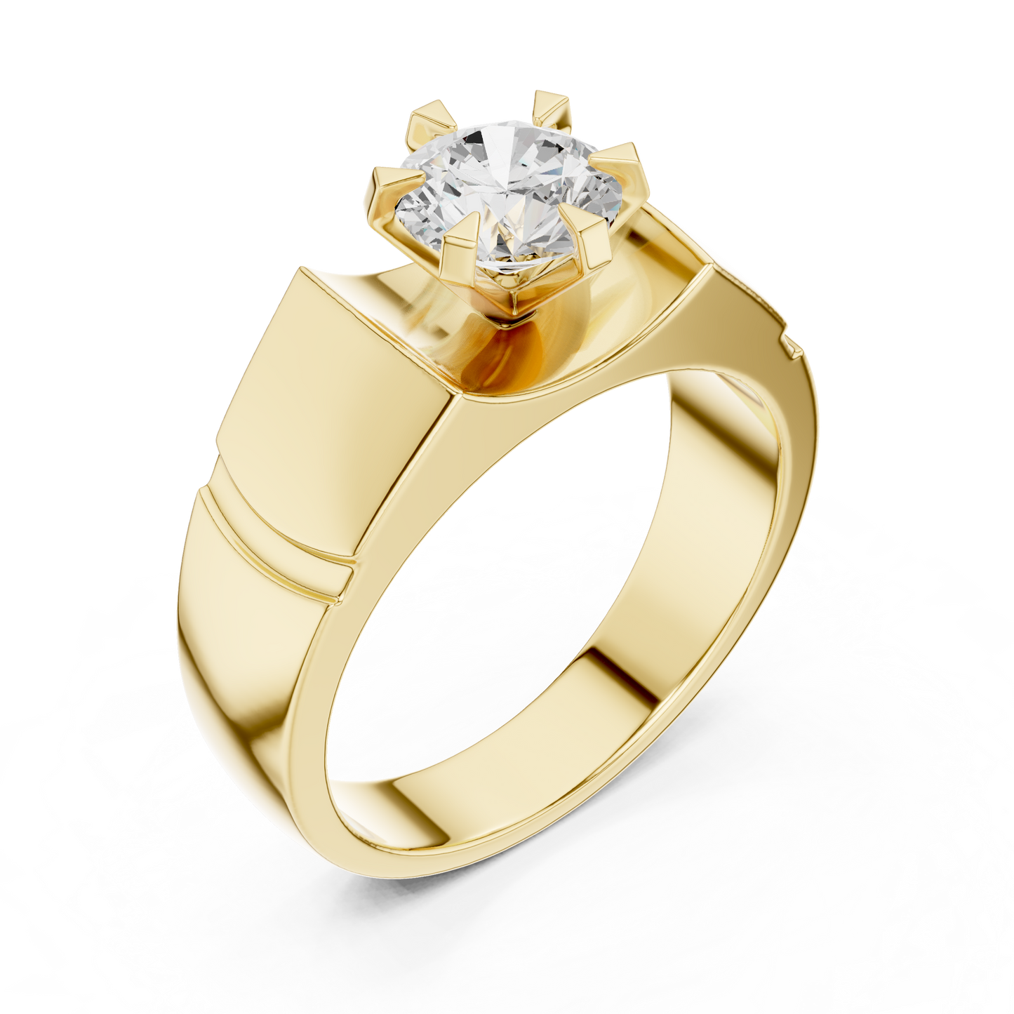 1.50 Ct Round Shapes Lab grown Diamond 14k Solid White Gold Unique Official Wear Diamond Ring For Men - HIGHCARAT DIAMONDS