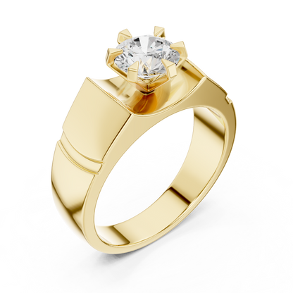 1.50 Ct Round Shapes Lab grown Diamond 14k Solid White Gold Unique Official Wear Diamond Ring For Men - HIGHCARAT DIAMONDS