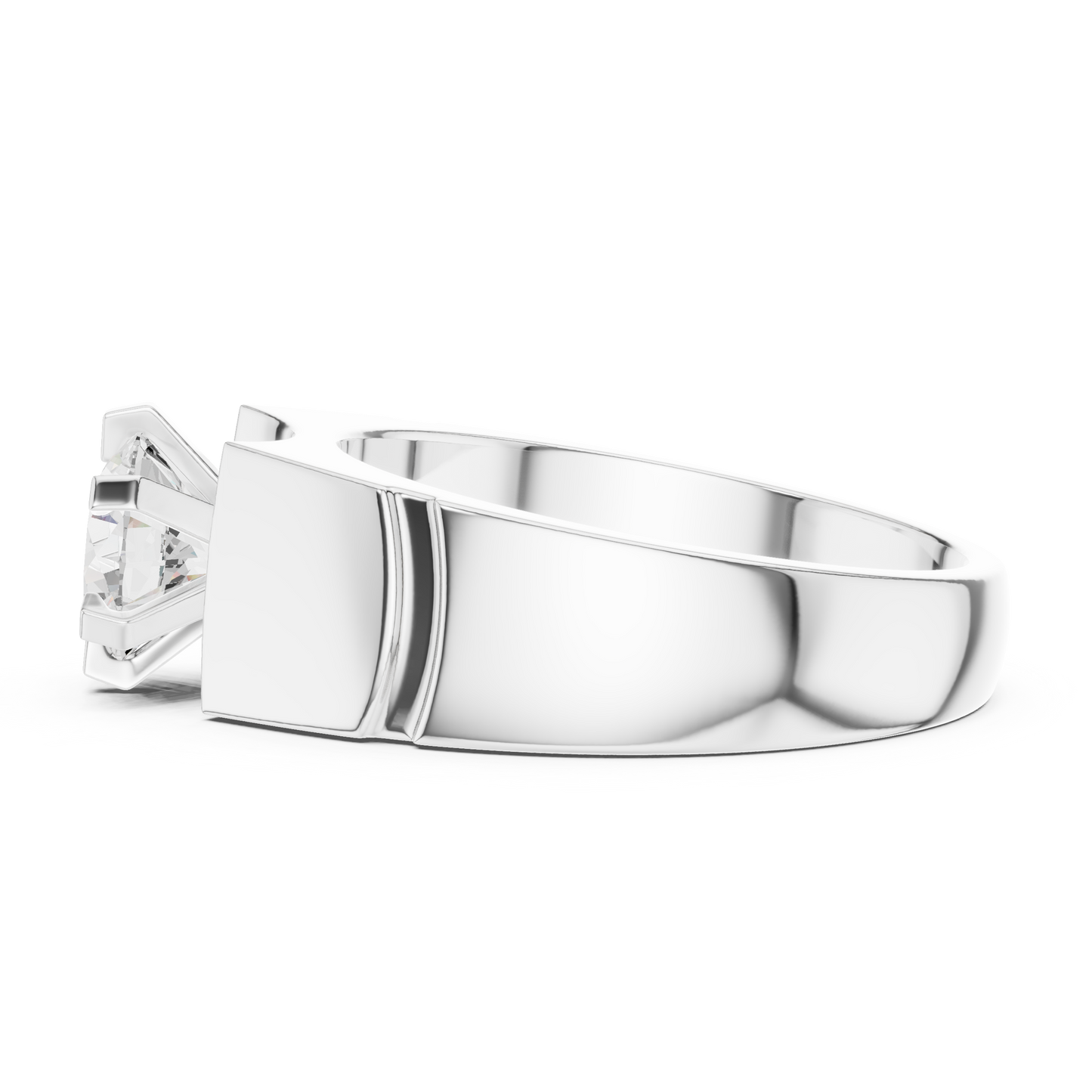1.50 Ct Round Shapes Lab grown Diamond 14k Solid White Gold Unique Official Wear Diamond Ring For Men - HIGHCARAT DIAMONDS