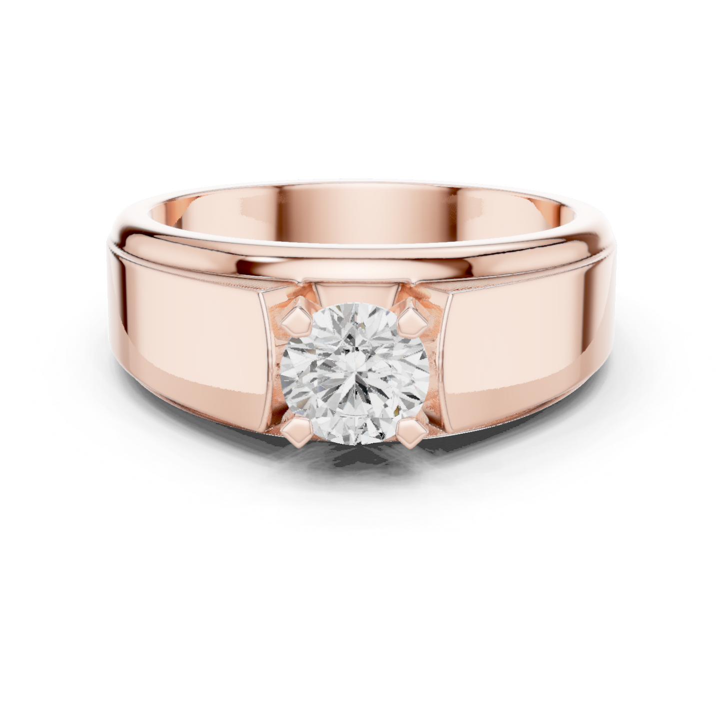 14k Solid Gold Round Shape Lab Grown Diamond Minimalist Vintage Sizzling Diamond ring For Men - HIGHCARAT DIAMONDS
