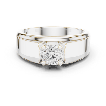 14k Solid Gold Round Shape Lab Grown Diamond Minimalist Vintage Sizzling Diamond ring For Men - HIGHCARAT DIAMONDS
