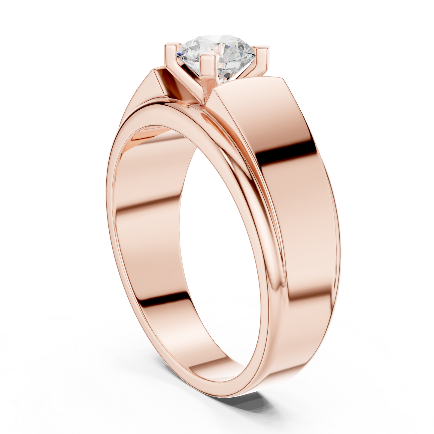 14k Solid Gold Round Shape Lab Grown Diamond Minimalist Vintage Sizzling Diamond ring For Men - HIGHCARAT DIAMONDS