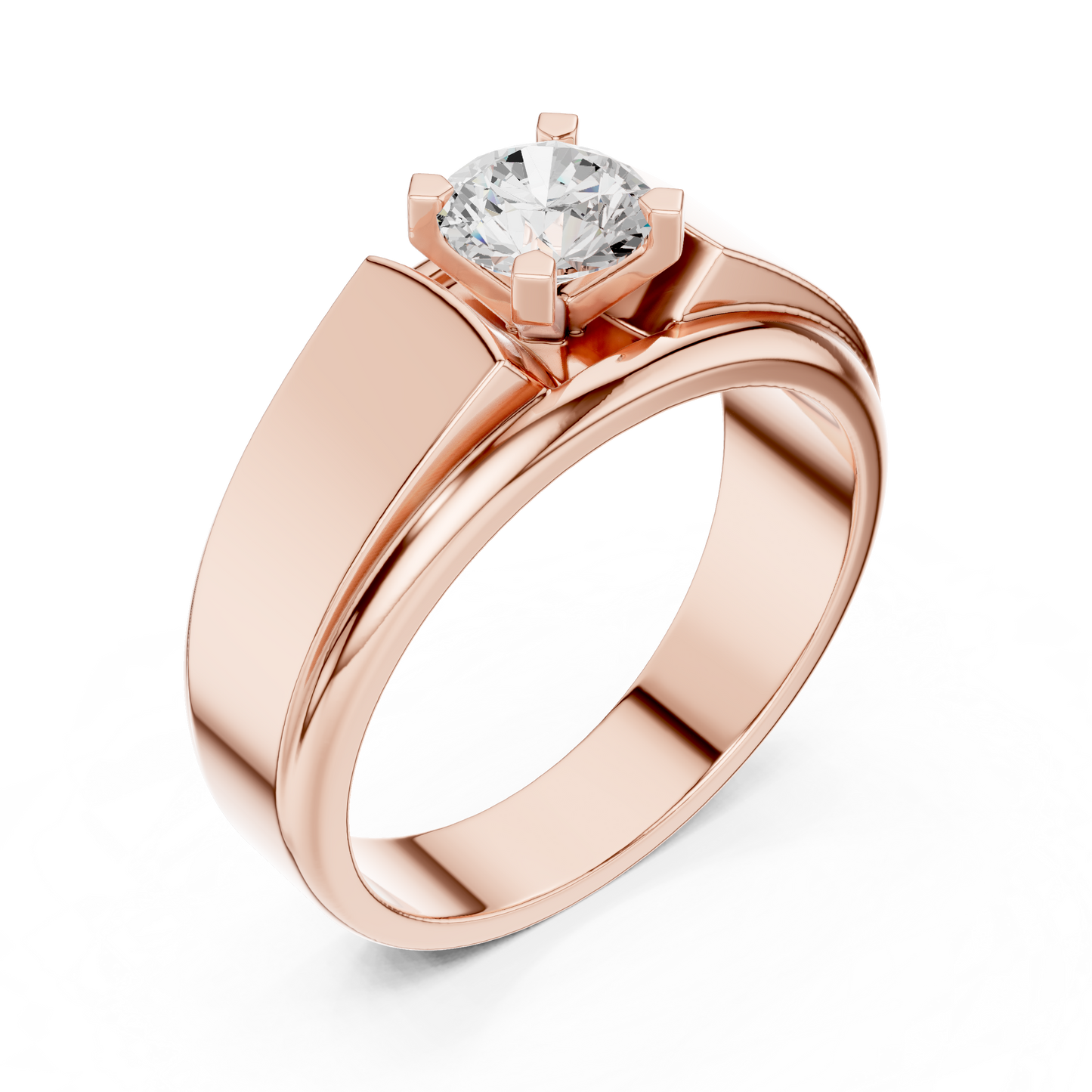 14k Solid Gold Round Shape Lab Grown Diamond Minimalist Vintage Sizzling Diamond ring For Men - HIGHCARAT DIAMONDS