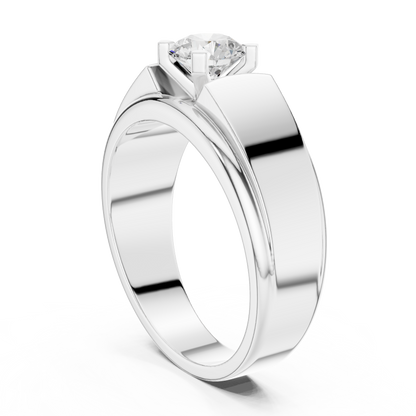 14k Solid Gold Round Shape Lab Grown Diamond Minimalist Vintage Sizzling Diamond ring For Men - HIGHCARAT DIAMONDS