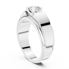 14k Solid Gold Round Shape Lab Grown Diamond Minimalist Vintage Sizzling Diamond ring For Men - HIGHCARAT DIAMONDS