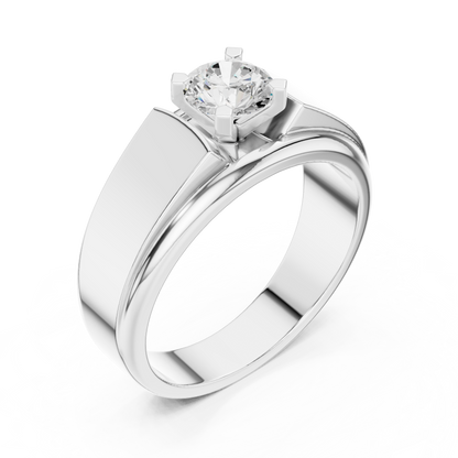 14k Solid Gold Round Shape Lab Grown Diamond Minimalist Vintage Sizzling Diamond ring For Men - HIGHCARAT DIAMONDS
